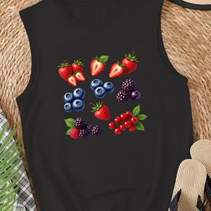 Chaleco casual de mujer con estampado de fresas de colores brillantes - Product Image 2