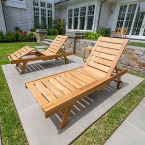 Solid Wood Sun Lounger Adjustable Outdoor <b>Garden</b> Furniture with Wheels Modern Design <b>for</b> <b>Pool</b> Patio Use - Product Image 3