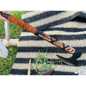 ขวานตอมฮอว์ก Burraq ขนาด 19 นิ้ว ทำมือจากเหล็กกล้าคาร์บอน ด้ามไม้โรสวูด หนังหุ้ม ใบมีดคม 4 1/2 นิ้ว สำหรับงาน DIY อุตสาหกรรม และกิจกรรมกลางแจ้ง - Product Image 2