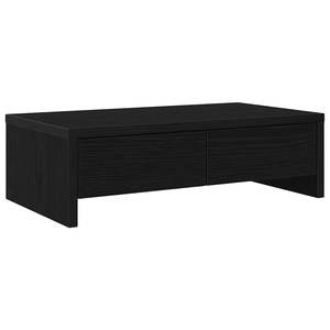 Support d'écran en bois d'ingénierie Black Oak 50x27x15 cm avec tiroirs, organisateur de bureau et de tiroirs noir - Product Image 2