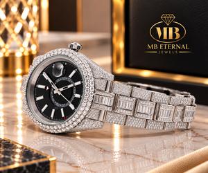 Reloj de Cuarzo de Lujo MB ETERNAL JEWELS con Incrustaciones de Diamantes, Caja Cuadrada de 41 mm, Acero Inoxidable, Puntero Analógico, Cristal de Zafiro, Hebilla - Product Image 2