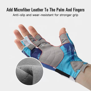 Men's Women's <b>Fingerless</b> Fly Fishing <b>Gloves</b> Leather Breathable Lightweight Stretch Sun Protection Sailing Hook Loop - Product Image 6