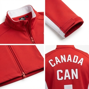 Custom OEM Women's Tailored Softshell Team Canada Curling Jacket Formal Streetwear Red White Zip Outerwear with Custom Patch - Product Image 4