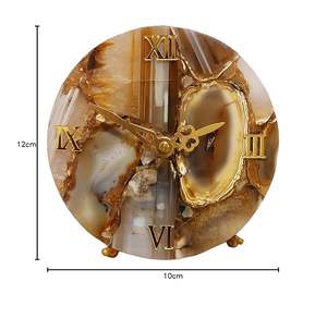 Horloge murale de luxe en résine d'agate faite à la main, moderne, étanche, surdimensionnée, avec veilleuse, pour Pâques, mariage, retraite, Ramadan, décoration intérieure - Product Image 2
