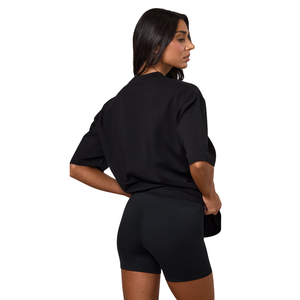 Camiseta Negra Oversize para Mujer, Algodón Premium, Cuello Redondo, Corte Holgado, Estilo Casual Urbano, Ropa de Moda - Product Image 2