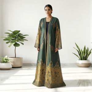 Abaya Ligera Premium con Estampado a Cuadros para Mujer, Estilo Árabe con Frente Abierto, Cárdigan Largo, Ropa Islámica Modesta - Product Image 2