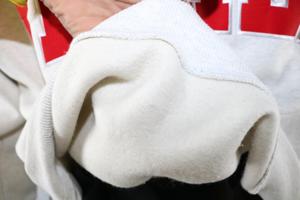 Sweat-shirt à col montant gris cendré FISHER, 100% coton, broderie appliquée rouge, col large, URBAN PRODUCTIONS - Product Image 6