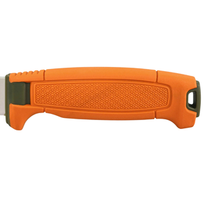 Cuchillos de exterior de hoja fija naranja y verde oliva con hoja plateada, agarre antideslizante texturizado, funda protectora y presilla para cinturón para camping - Product Image 4
