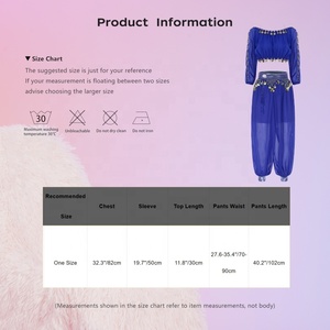 Traje de Danza del Vientre para Mujer, Estilo Estándar, para Actuaciones, Fiestas Temáticas, Carnaval, Top Corto con Pantalón Metálico, para Fiestas de Cumpleaños - Product Image 6