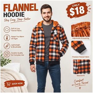 Men's Plaid Full Zipper Hoodie Relaxed Fit Casual Checked Hoodie Breathable Cotton Hooded Zipper <b>Top</b> Men <b>Flannel</b> Zip-Up Hoodies - Product Image 2