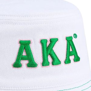 AKA White Bucket <b>Hat</b> Green Embroidered Letter Cotton Cap Adjustable Casual Fashion Outdoor Streetwear <b>Sun</b> Protection <b>Hat</b> for <b>Men</b> - Product Image 6