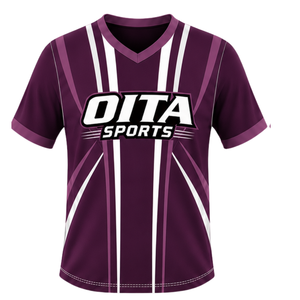 Maillot de rugby blanc bordeaux à manches courtes, col en V, uniforme d'équipe, respirant, léger, personnalisable, vêtements de sport pour l'entraînement - Product Image 1