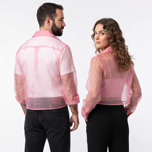 Wholesale See Through Sexy <b>Shirt</b> Women 100% Polyester Sheer <b>Mesh</b> <b>Shirts</b> Ladies Turn Down Collar Transparent <b>Shirt</b> Unisex - Product Image 2