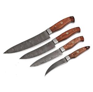 Couteaux de chef en acier Damas de style traditionnel, 4 pièces, avec manche personnalisé, bord dentelé tranchant, multi-usages, écologiques - Product Image 5