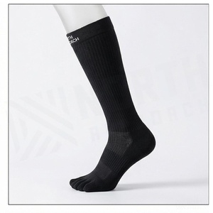 North Approach <b>Knee</b> <b>High</b> 5 Toe <b>Socks</b> Breathable Outdoor Hiking <b>Socks</b> for Adults Autumn Season Solid Black Knitted - Product Image 3