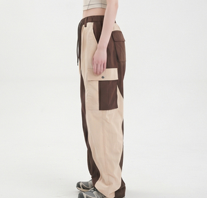 Unisex Baggy Cargo Wide Leg Pants Loose Fit Street Wear Fashion Trousers 1000% Cotton Polyester Drawstring Waist Wide Leg Pants - Product Image 3