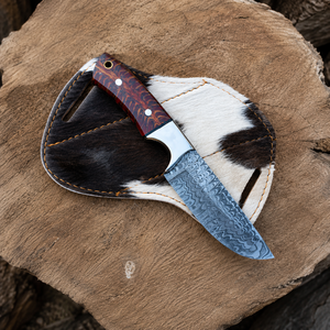 Cuchillo de Desollado Personalizado de Damasco con Mango Premium de Piña de Pino, Cuchillo de Hoja Fija Hecho a Mano para Exteriores - Product Image 6
