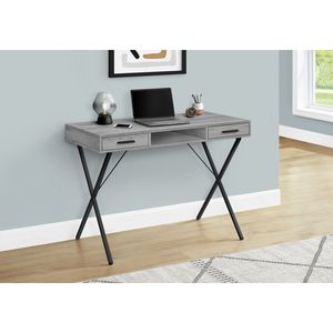 Scrivania per Computer Contemporanea da 42 Pollici in Laminato Grigio e Metallo Nero per Ufficio Domestico, Configurazione Sinistra e Destra con Cassetti Portaoggetti - Product Image 5