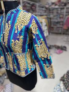 Hand Embroidered <b>Quilted</b> Cotton <b>Jacket</b> With Animal <b>Pattern</b> Mandarin Collar Single Button Closure Women's Autumn Wear GIFT - Product Image 5