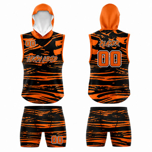 Custom Sublimated Printed Breathable Quick Dry 100% Polyester Adults 7v7 <b>Football</b> Uniform Sleeveless Hooded <b>Shirt</b> Compression - Product Image 4