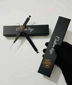 Pince à épiler professionnelle noire à 45 degrés pour extensions de cils, en fibre antidérapante, en acier inoxydable, pour volume de cils, avec logo personnalisé - Product Image 5