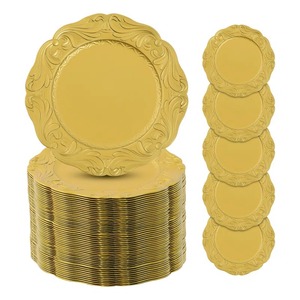 จานกระดาษทรงกลมสีทอง ดีไซน์วินเทจ สำหรับงานเลี้ยงแบบใช้แล้วทิ้ง - Product Image 3
