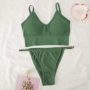 Conjunto de Lencería Sexy para Mujer, Sujetador y Braguitas de Bikini, Sin Varillas, de Spandex/Algodón, con Logotipo Personalizado - Product Image 2