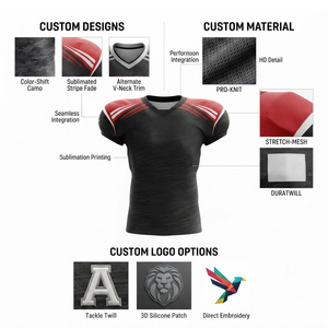 Maillot de football américain pour homme, noir, rouge, blanc, 23, col en V, manches courtes, impression numérique, évacuation de l'humidité, respirant, coupe régulière - Product Image 6