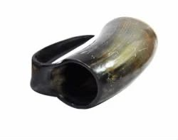 Corne à boire viking artisanale, style nordique traditionnel, authentique corne à boire viking médiévale avec cuir - Product Image 2