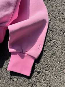 Premium Quality Oversized Heavyweight Fleece <b>Hoodie</b> <b>Pink</b> Drop Shoulder Pullover Badge Cuff Logo <b>Hoodie</b> for Women - Product Image 3