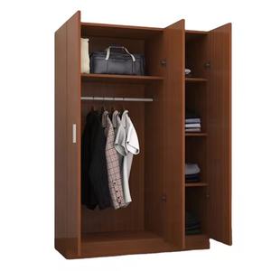 Armoire de chambre à coucher pliable de style européen antique à 3 portes, durable, écologique, avec 4 tiroirs, portes en bois massif, appartement, hôtel - Product Image 2