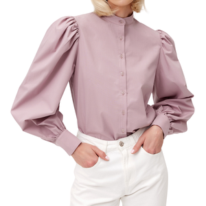 Blusa Elegante para Mujer con Mangas Fruncidas y Cuello con Botones, Top Informal de Moda, Tela de Chifón, Corte Regular, Antibolitas y Transpirable - Product Image 2