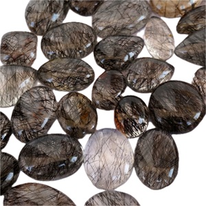 พลอยสีดำอัญมณี Cabochon หลวมสำหรับทำเครื่องประดับทำสร้อยข้อมือสร้อยคอจี้ - Product Image 1