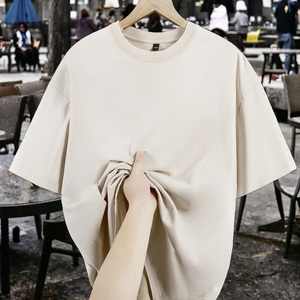 เสื้อยืดแขนสั้นสไตล์วินเทจสำหรับฤดูร้อน ผ้าไม่ทอ สีพื้น สำหรับผู้ชายและผู้หญิง สวมใส่สบาย ระบายอากาศได้ดี เป็นมิตรกับสิ่งแวดล้อม ผ้าฝ้าย 100% - Product Image 3