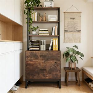 Armoires de classement verticales à double tiroir avec espace de rangement, étagères et armoires de rangement - Product Image 4