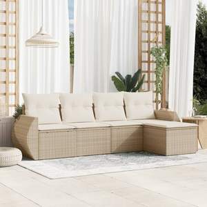 Conjunto de Sofás Grandes para Jardín en Ratán Sintético Beige con Acero con Recubrimiento en Polvo, Muebles de Exterior Premium - Product Image 1