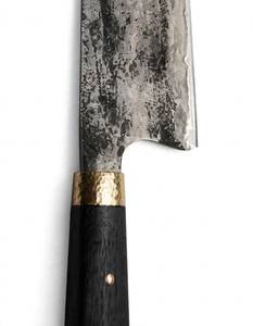 มีดครัวใบตายแบบงานหนัก พร้อมใบมีดโค้งงอและด้ามไม้มะเกลือ ปลอกทองเหลือง - Product Image 3