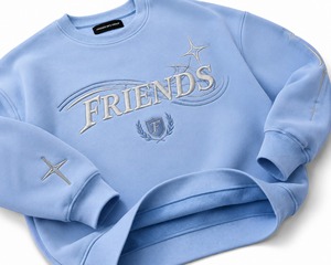 เสื้อสเวตเชิ้ตคอกลมปักลายสีฟ้าอ่อนพรีเมียม ทรงโอเวอร์ไซส์ ใส่ได้ทั้งชายและหญิง สไตล์ลำลองสำหรับฤดูใบไม้ร่วง - Product Image 3