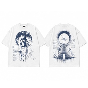 T-shirts Streetwear Anime Hip Hop en Coton Lourd Jersey Doux au Toucher avec Logo Frontal Ample et Transfert Thermique – Fabricant OEM - Product Image 6
