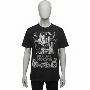 Camiseta Gráfica Negra sin Estampado para Hombre, Manga Corta, Cuello Redondo, Estilo Urbano - Product Image 1
