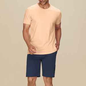Men's <b>Peach</b> Blank Short Sleeve O-Neck T-Shirt Regular Fit Casual Knitted <b>Top</b> Breathable X Sports City 100% Cotton 220g - Product Image 2
