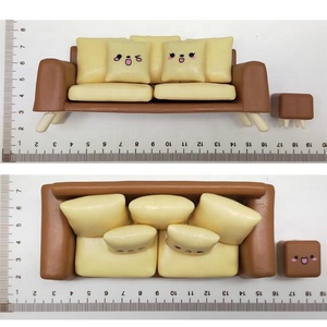 ชุดโซฟาจิ๋วสำหรับบ้านตุ๊กตาพลาสติกขนาด 1/12 - แบบสามที่นั่ง ดีไซน์ทันสมัย สำหรับห้องจิ๋ว ตกแต่งธีม DIY - Product Image 6