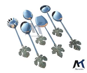 Juego de Cucharas para Servir con Acabado Espejo, Mango Largo, Plateadas, Diseño Clásico, Cucharas Metálicas para Uso en la Cocina - Product Image 3