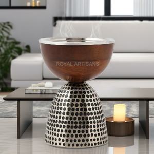 Quemador de Incienso Mubkhar de Aluminio Martillado y Madera de Acacia de Primera Calidad ROYAL ARTISANS, Difusor de Aromaterapia de Madera, Evaporador - Product Image 6