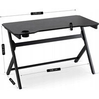 Bureau de jeu personnalisable pour la maison, 120 cm de large, noir, table d'ordinateur pour jeux et esports, structure stable, pour salle de jeu à domicile