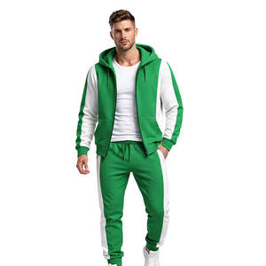 Conjunto de chándal verde y blanco para hombre, sudadera con capucha y pantalones deportivos, ropa deportiva para gimnasio, conjunto informal, ropa deportiva, traje de entrenamiento - Product Image 4