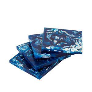 Portavasos redondo de bambú de estilo clásico para café y té con posavasos de resina epoxi, posavasos de lujo ecológicos de Fashion Craft India - Product Image 5