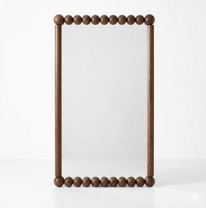Walnut Finished Acacia Wood Classic Simple Custom <b>Arched</b> Floor Mirror Standing Full Length Mirror for Living Room Office Bedroom - Product Image 2