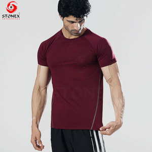 High Quality Men Gym <b>Shirt</b> <b>Polyester</b> Spandex Workout T <b>Shirt</b> Breathable Sportswear Bulk OEM Services - Product Image 3
