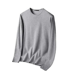 2024 otoño nueva camiseta de manga larga para hombres y mujeres capa Base Top Color sólido Casual versátil cuello redondo diseño Simple - Product Image 1